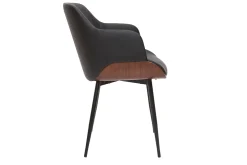 Discount Miliboo Silla de diseño negra con nogal LUCIEN