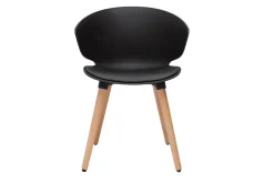 Best Miliboo Silla de diseño negra y madera clara WING