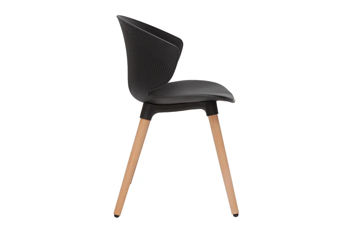 Best Miliboo Silla de diseño negra y madera clara WING