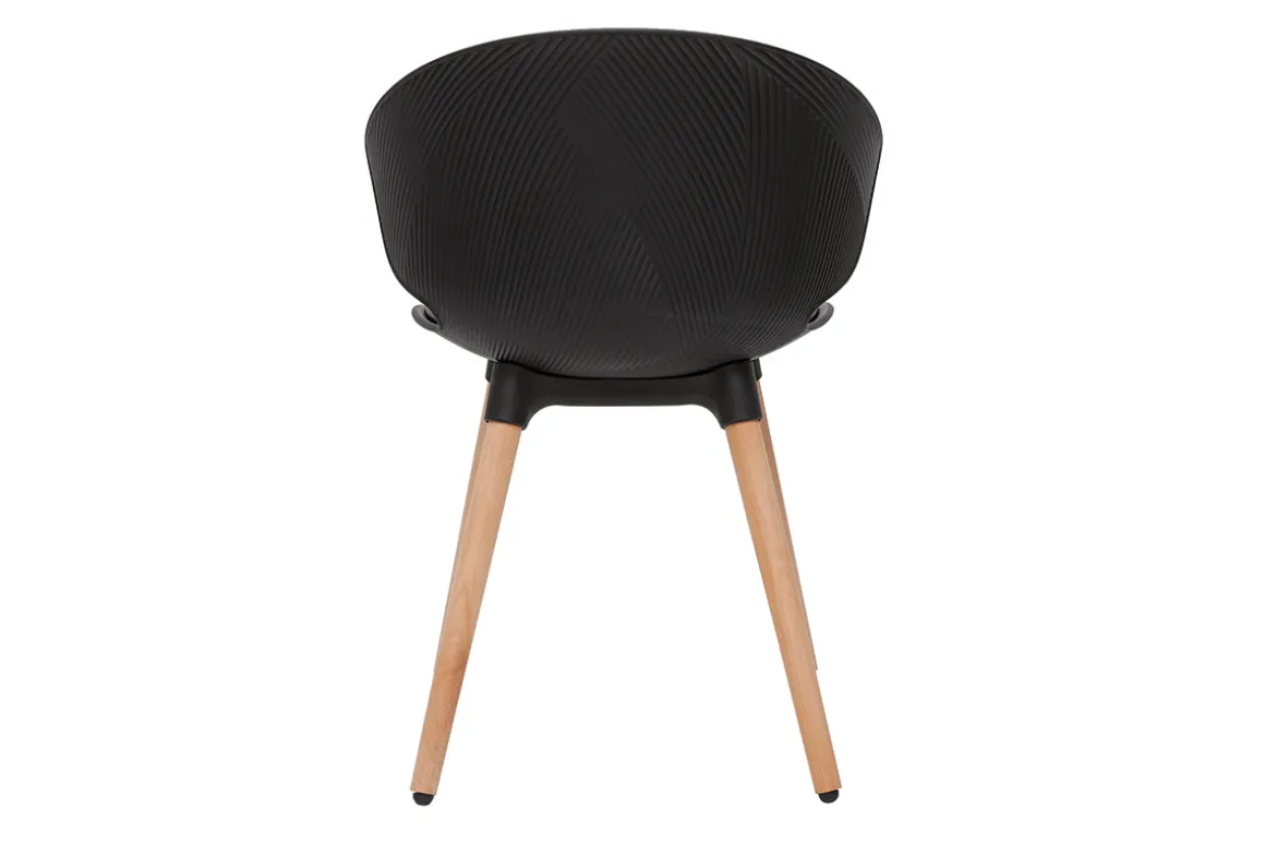 Best Miliboo Silla de diseño negra y madera clara WING