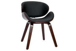 New Miliboo Silla de diseño negra y madera oscura WALNUT