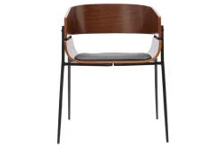 Sale Miliboo Silla de diseño negra y madera oscura WESS