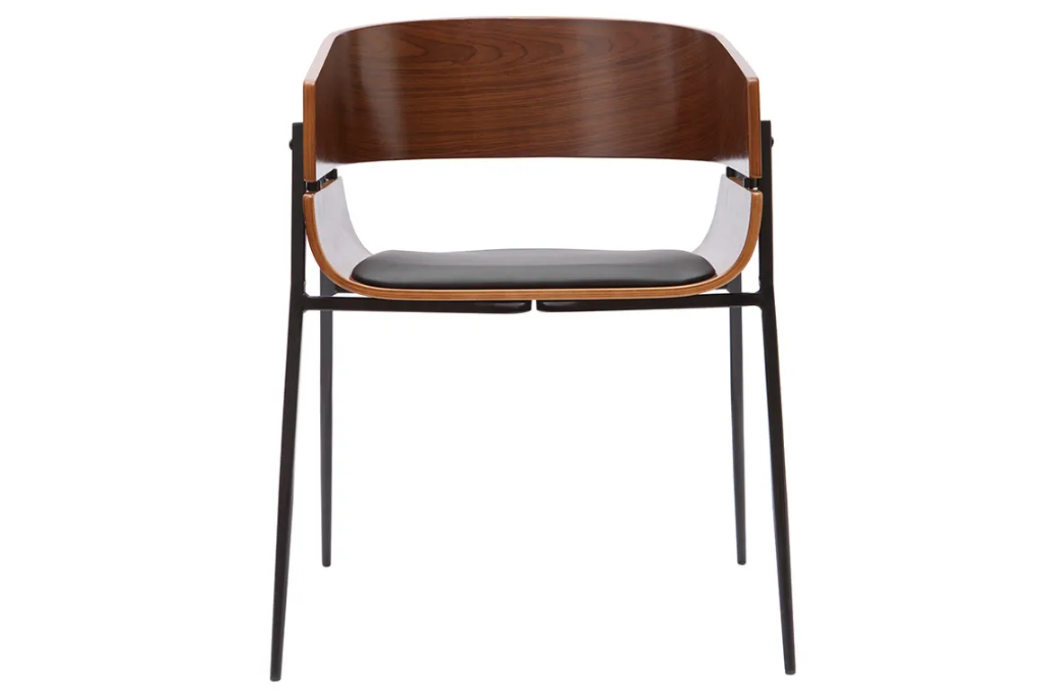 Sale Miliboo Silla de diseño negra y madera oscura WESS