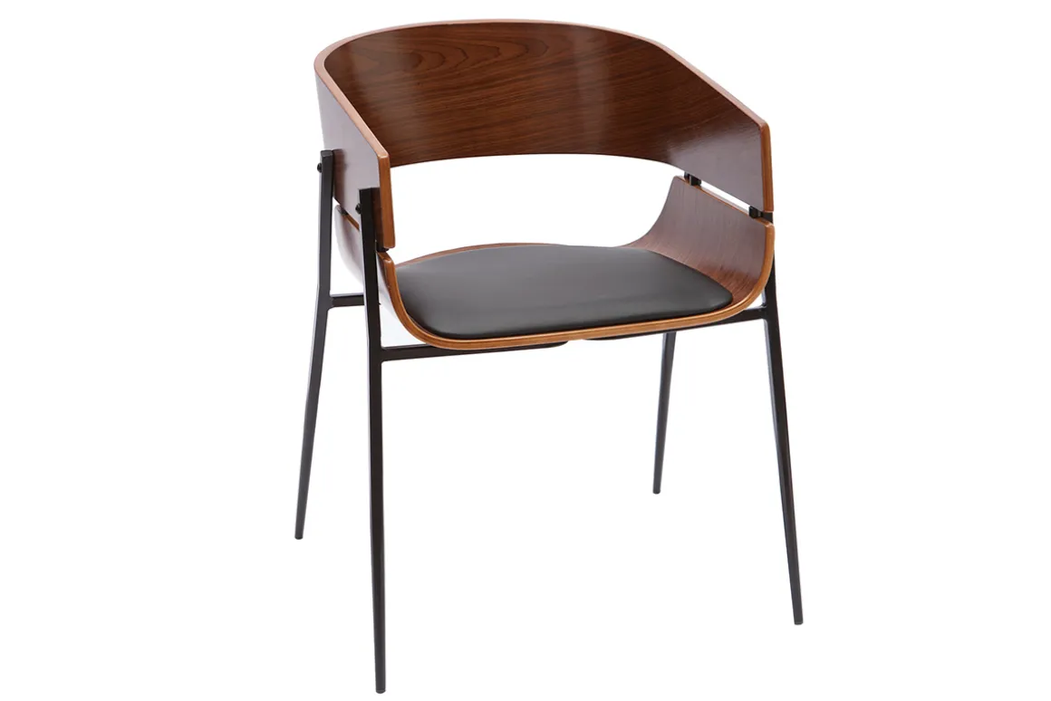 Sale Miliboo Silla de diseño negra y madera oscura WESS