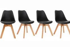 Outlet Miliboo Silla de diseño negro lote de 4 PAULINE