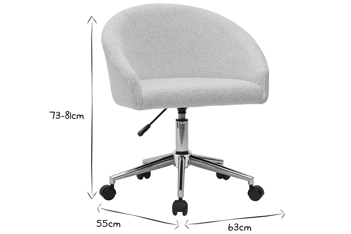 Sale Miliboo Silla de escritorio de diseño de terciopelo chenilla beige con ruedas RAVEN