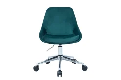 Sale Miliboo Silla de escritorio de diseño ajustable 360º de terciopelo azul petróleo y metal negro HOLO