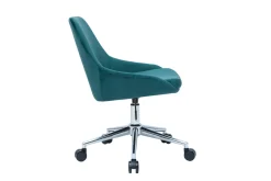 Sale Miliboo Silla de escritorio de diseño ajustable 360º de terciopelo azul petróleo y metal negro HOLO