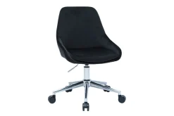 Clearance Miliboo Silla de escritorio de diseño ajustable 360º de terciopelo negro y acero cromado HOLO