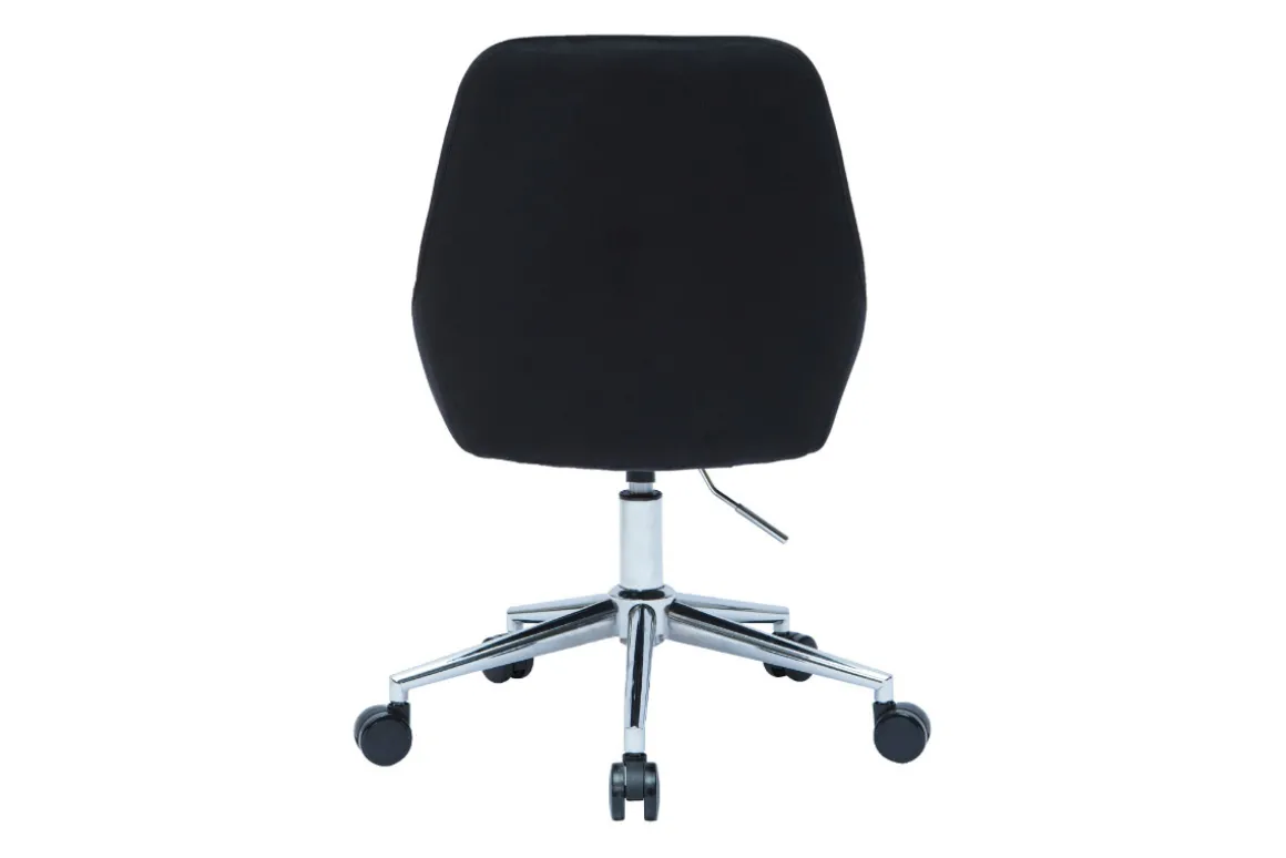 Clearance Miliboo Silla de escritorio de diseño ajustable 360º de terciopelo negro y acero cromado HOLO