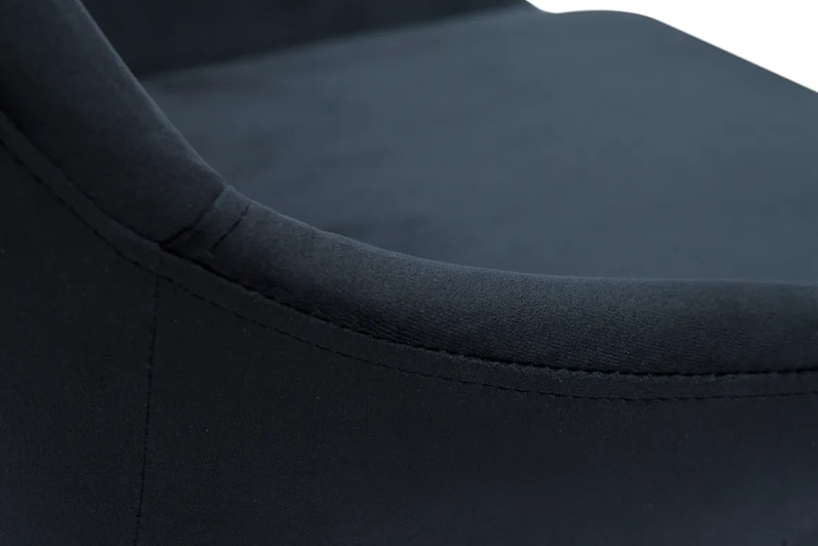 Clearance Miliboo Silla de escritorio de diseño ajustable 360º de terciopelo negro y acero cromado HOLO