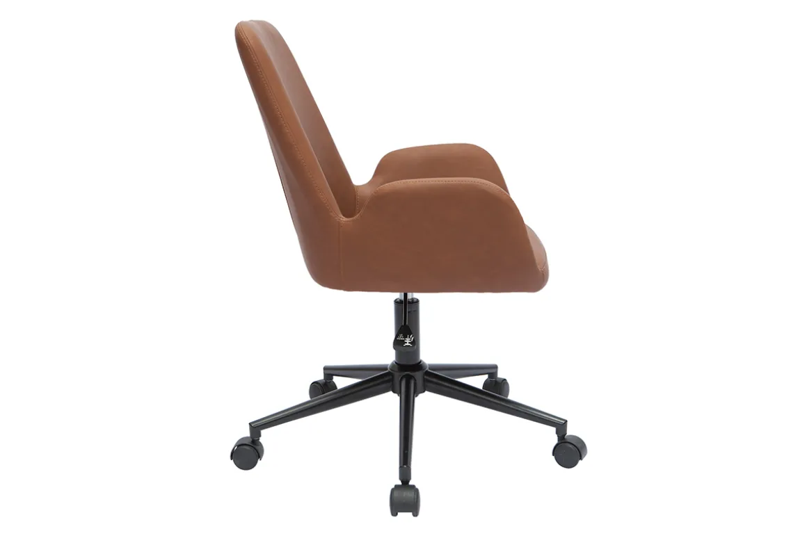 Cheap Miliboo Silla de escritorio de poliuretano marrón y metal negro ALBAN