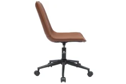 Cheap Miliboo Silla de escritorio de poliuretano marrón y metal negro LISON