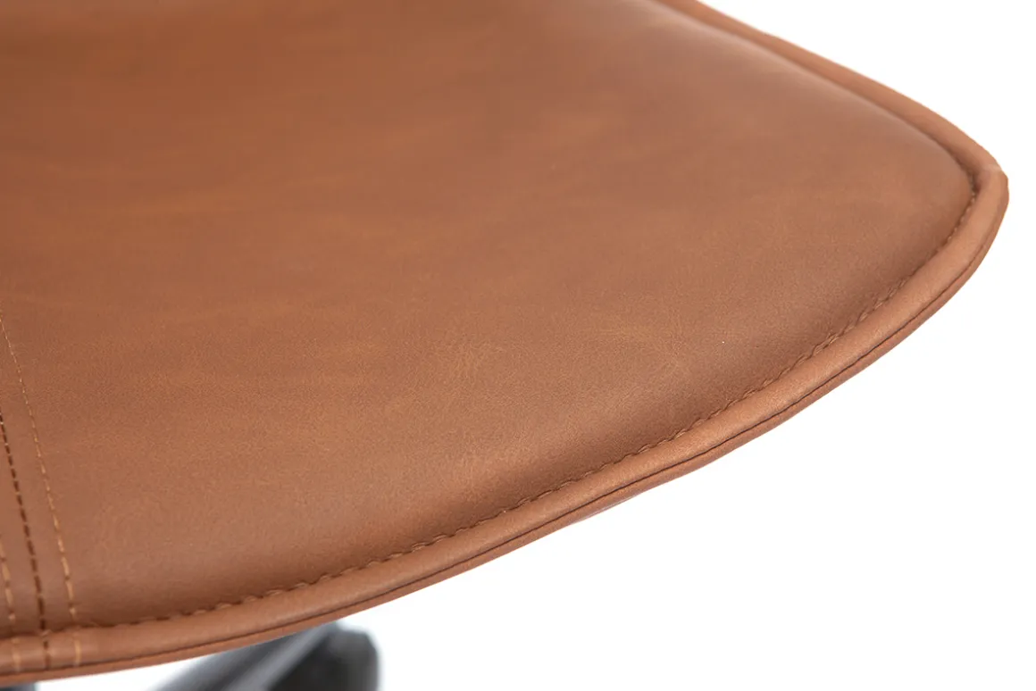 Cheap Miliboo Silla de escritorio de poliuretano marrón y metal negro LISON