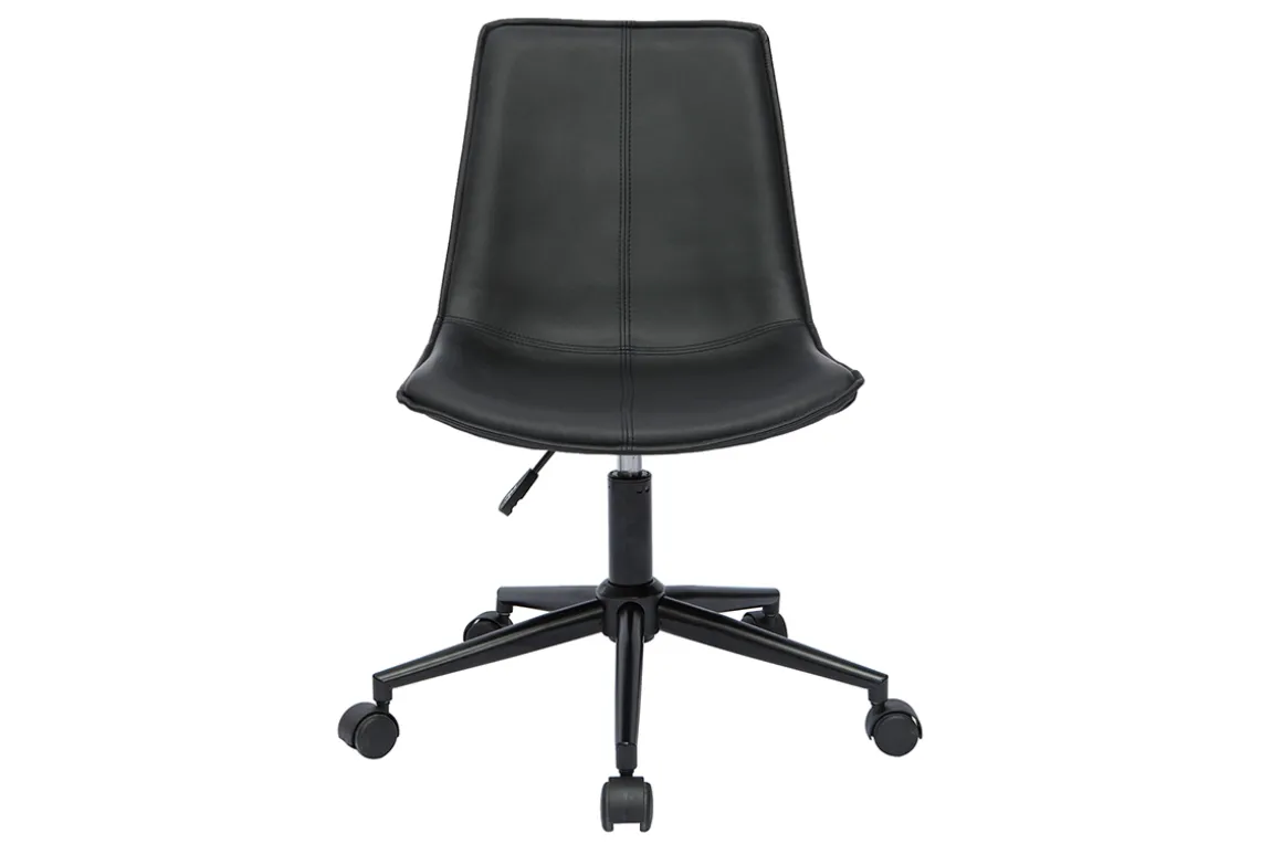Outlet Miliboo Silla de escritorio de poliuretano negro y metal negro LISON