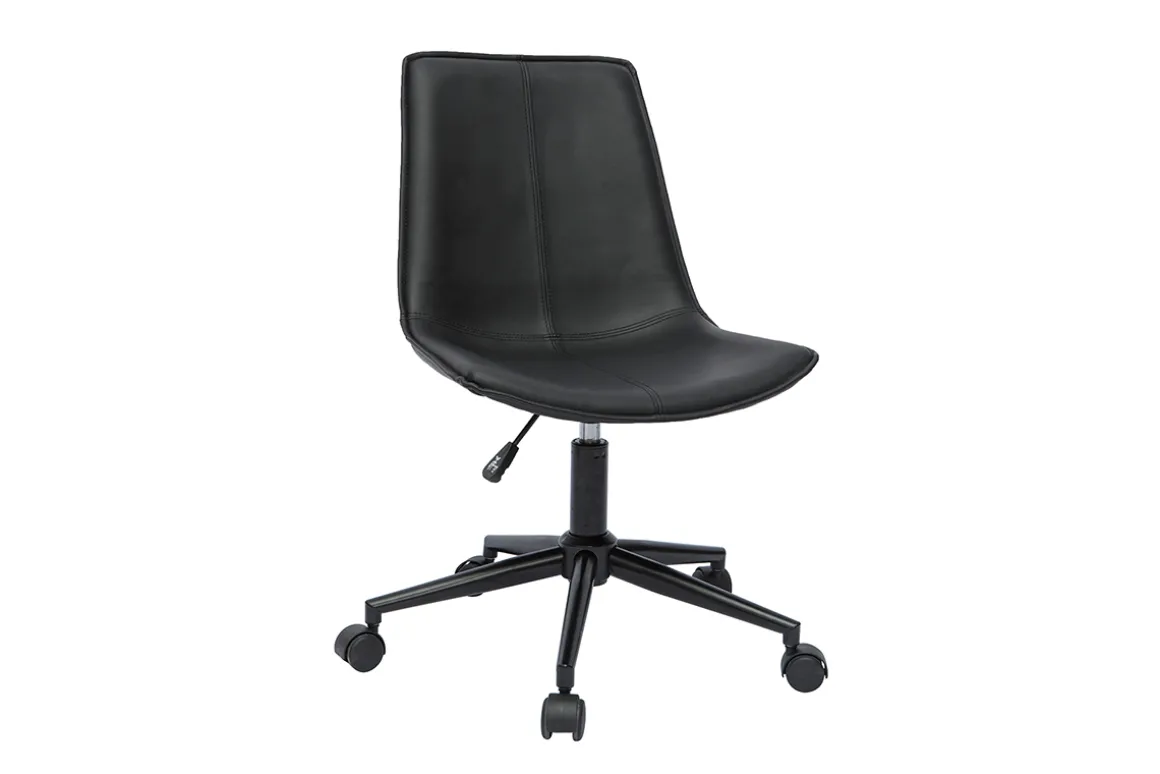 Outlet Miliboo Silla de escritorio de poliuretano negro y metal negro LISON