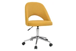 Fashion Miliboo Silla de escritorio de tejido efecto aterciopelado texturizado amarillo mostaza y pata cromada COSETTE