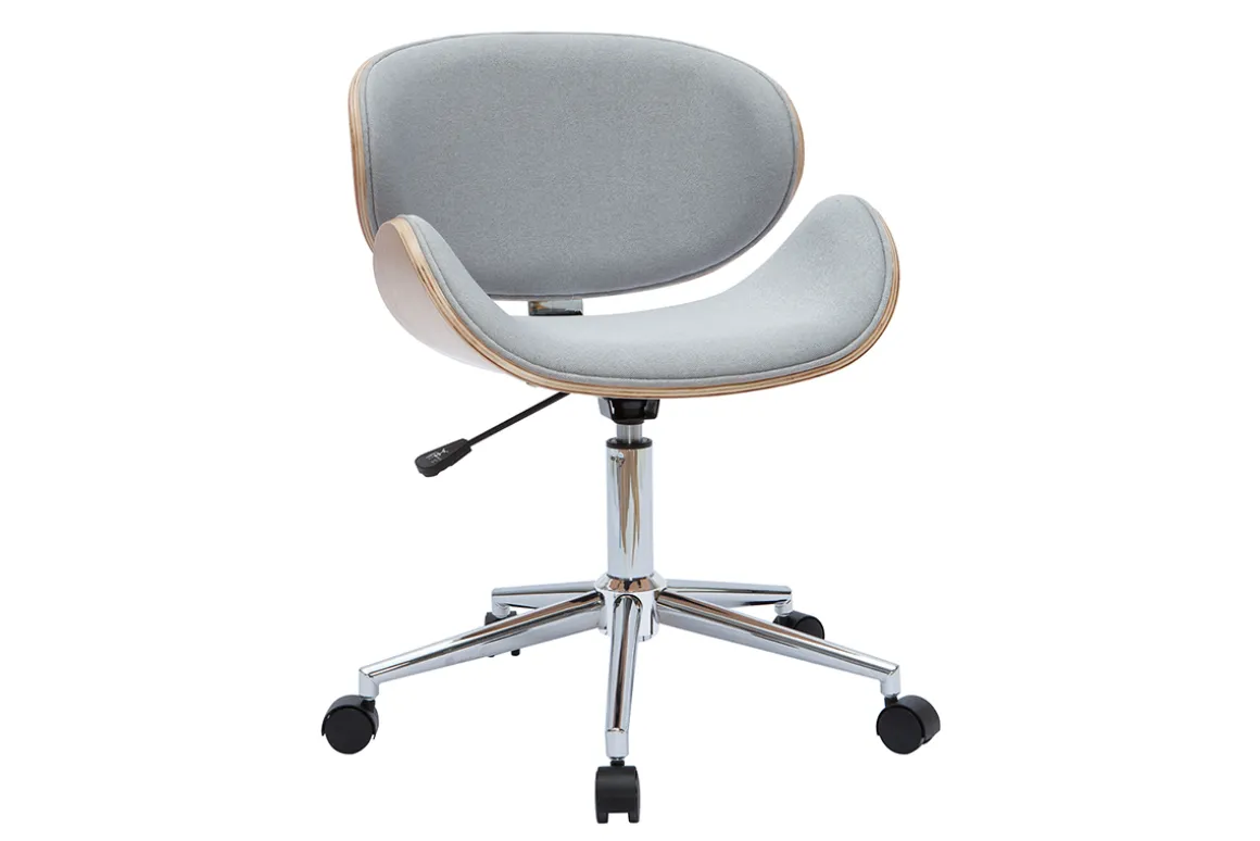 Online Miliboo Silla de escritorio diseño gris claro y madera clara WALNUT