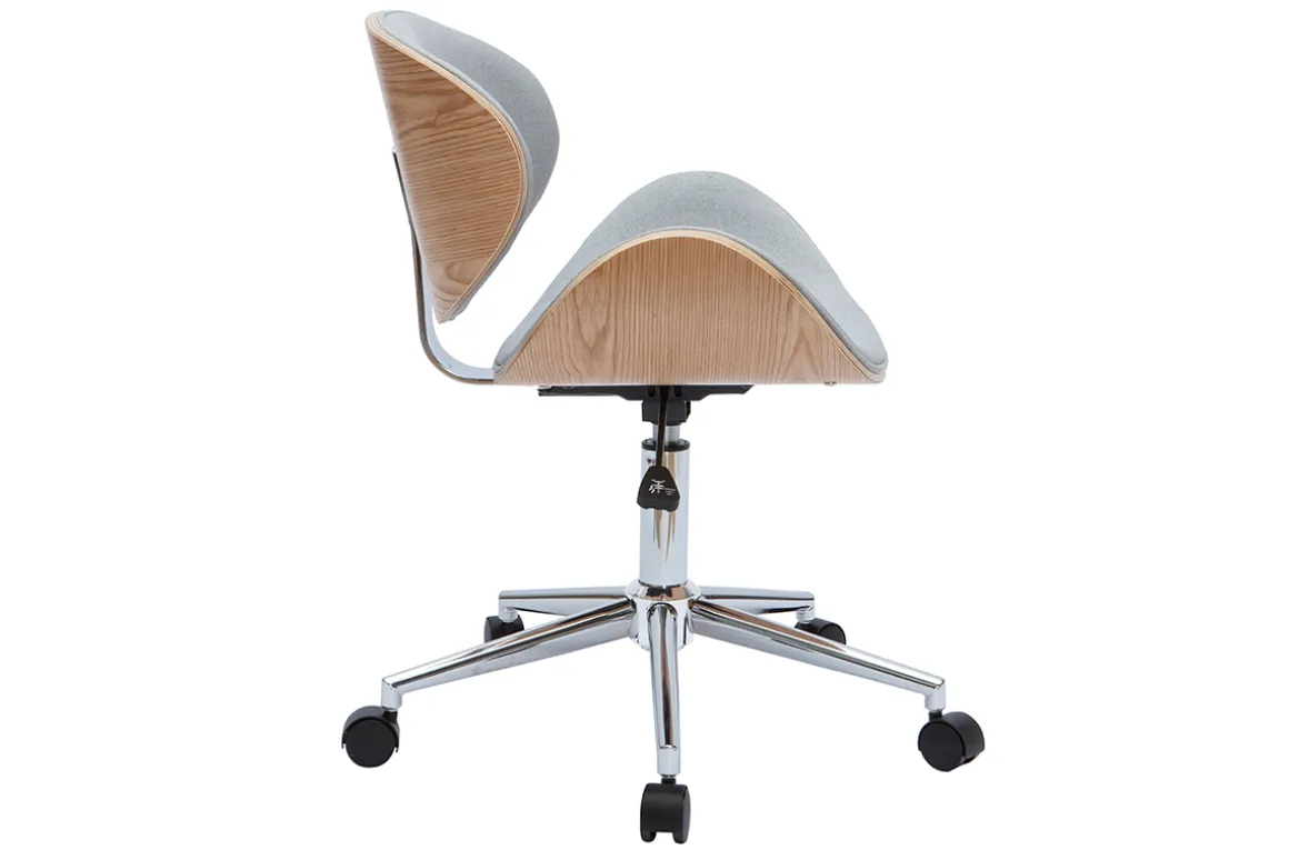 Online Miliboo Silla de escritorio diseño gris claro y madera clara WALNUT