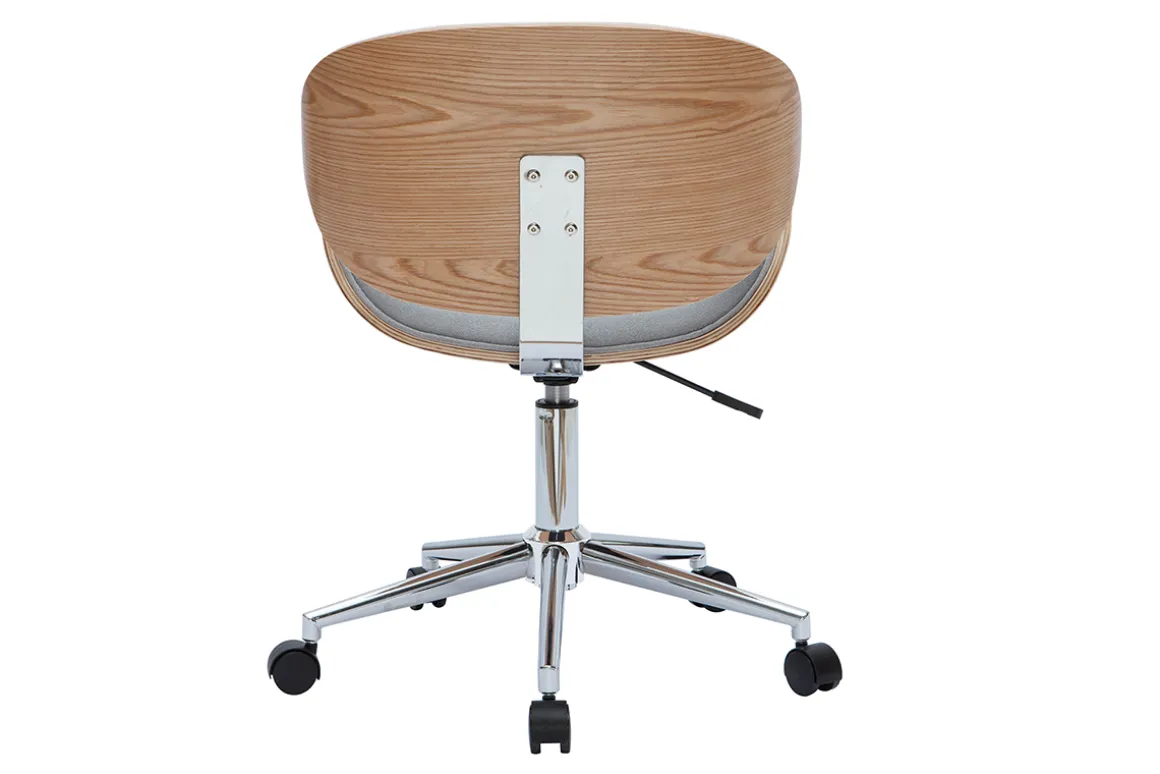 Online Miliboo Silla de escritorio diseño gris claro y madera clara WALNUT