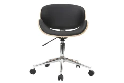 Outlet Miliboo Silla de escritorio diseño PU negro y madera clara WALNUT