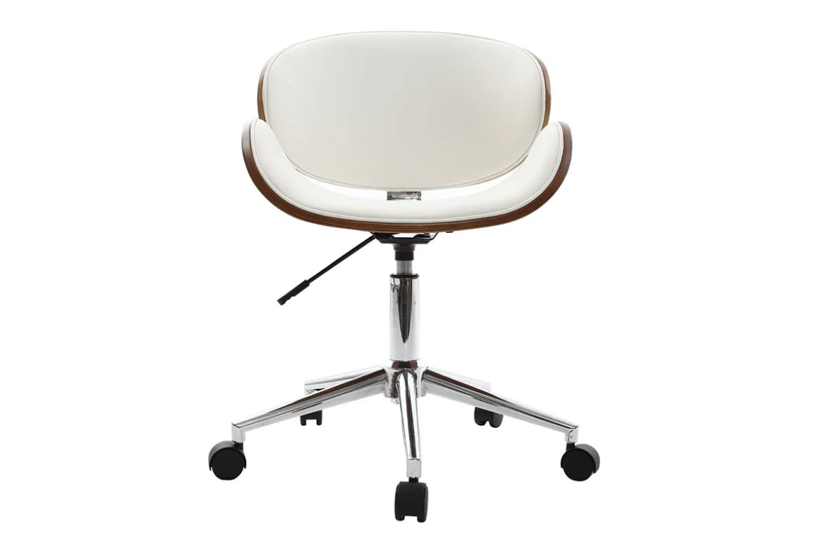 New Miliboo Silla de escritorio diseño blanco y madera WALNUT