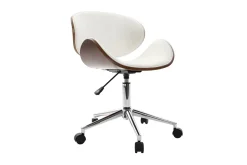 New Miliboo Silla de escritorio diseño blanco y madera WALNUT