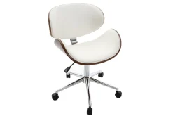 New Miliboo Silla de escritorio diseño blanco y madera WALNUT
