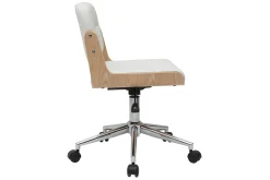 Store Miliboo Silla de escritorio giratoria blanca con madera clara ARAMON