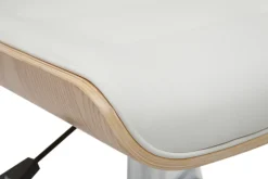 Store Miliboo Silla de escritorio giratoria blanca con madera clara ARAMON