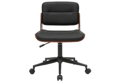Best Sale Miliboo Silla de escritorio giratoria negra con madera oscura ARAMON