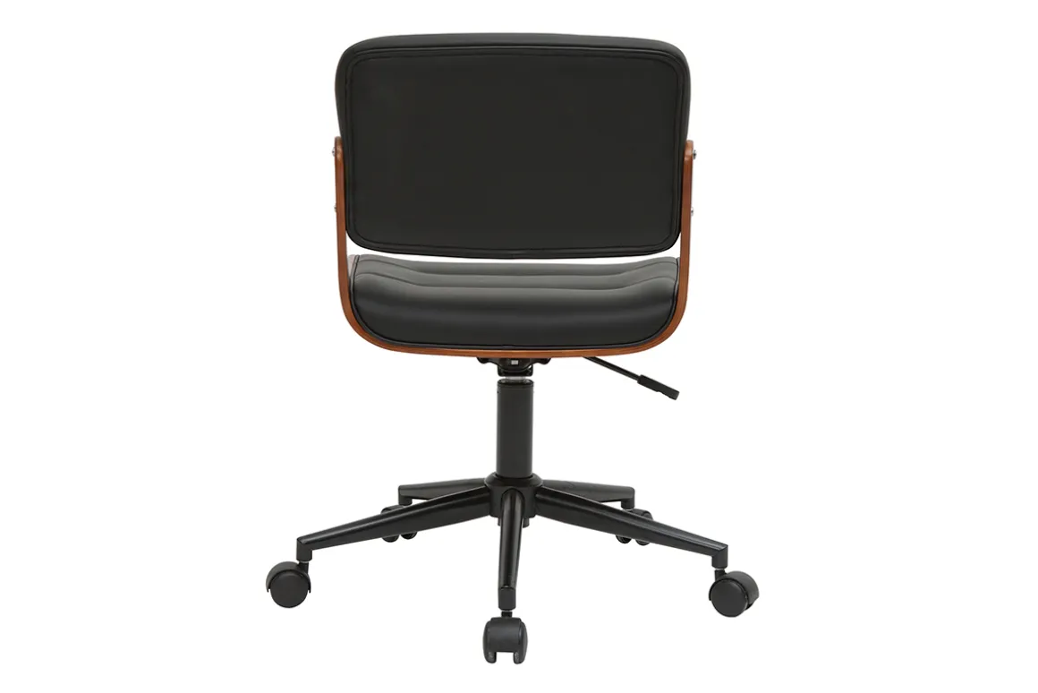 Best Sale Miliboo Silla de escritorio giratoria negra con madera oscura ARAMON