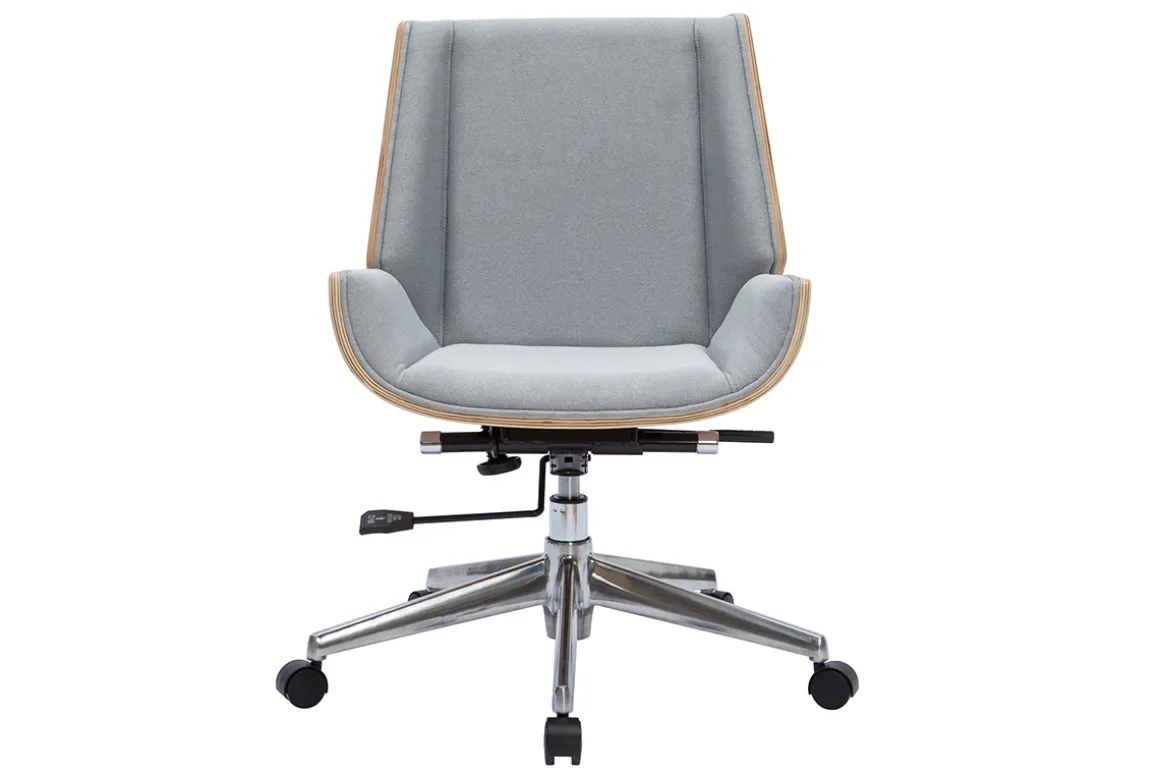Best Sale Miliboo Silla de escritorio madera clara y gris claro CURVED
