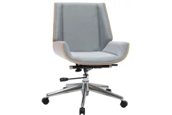 Best Sale Miliboo Silla de escritorio madera clara y gris claro CURVED