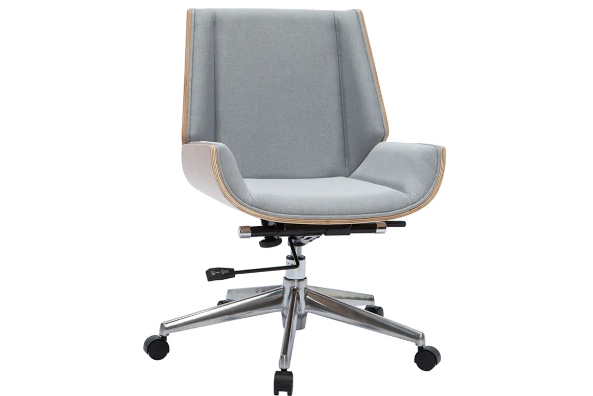 Best Sale Miliboo Silla de escritorio madera clara y gris claro CURVED
