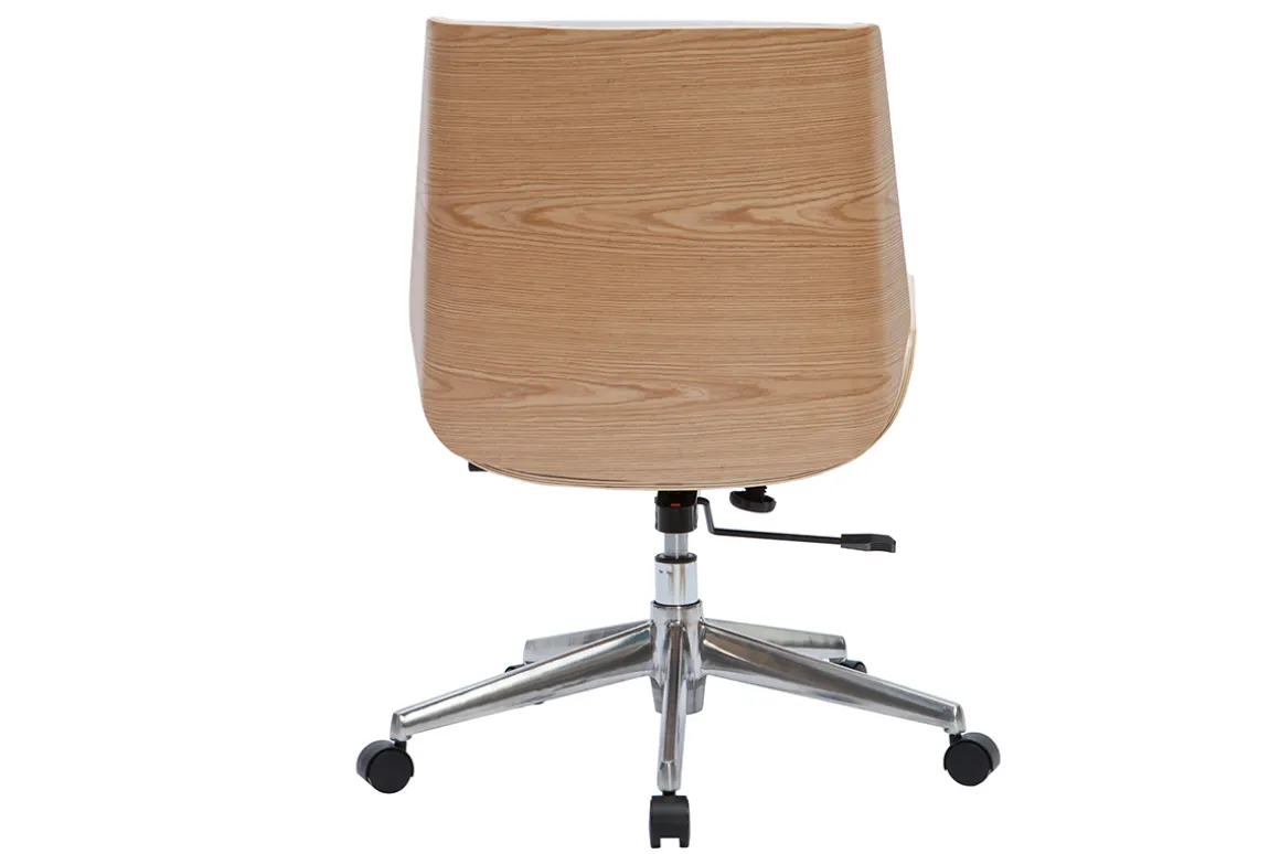 Best Sale Miliboo Silla de escritorio madera clara y gris claro CURVED