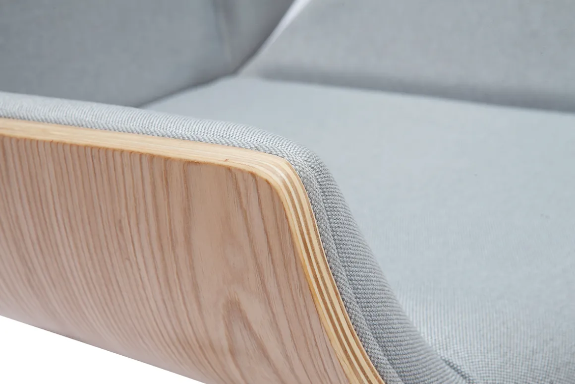 Best Sale Miliboo Silla de escritorio madera clara y gris claro CURVED