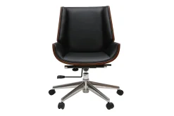 Store Miliboo Silla de escritorio madera oscura y negra CURVED