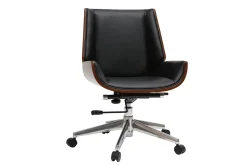 Store Miliboo Silla de escritorio madera oscura y negra CURVED