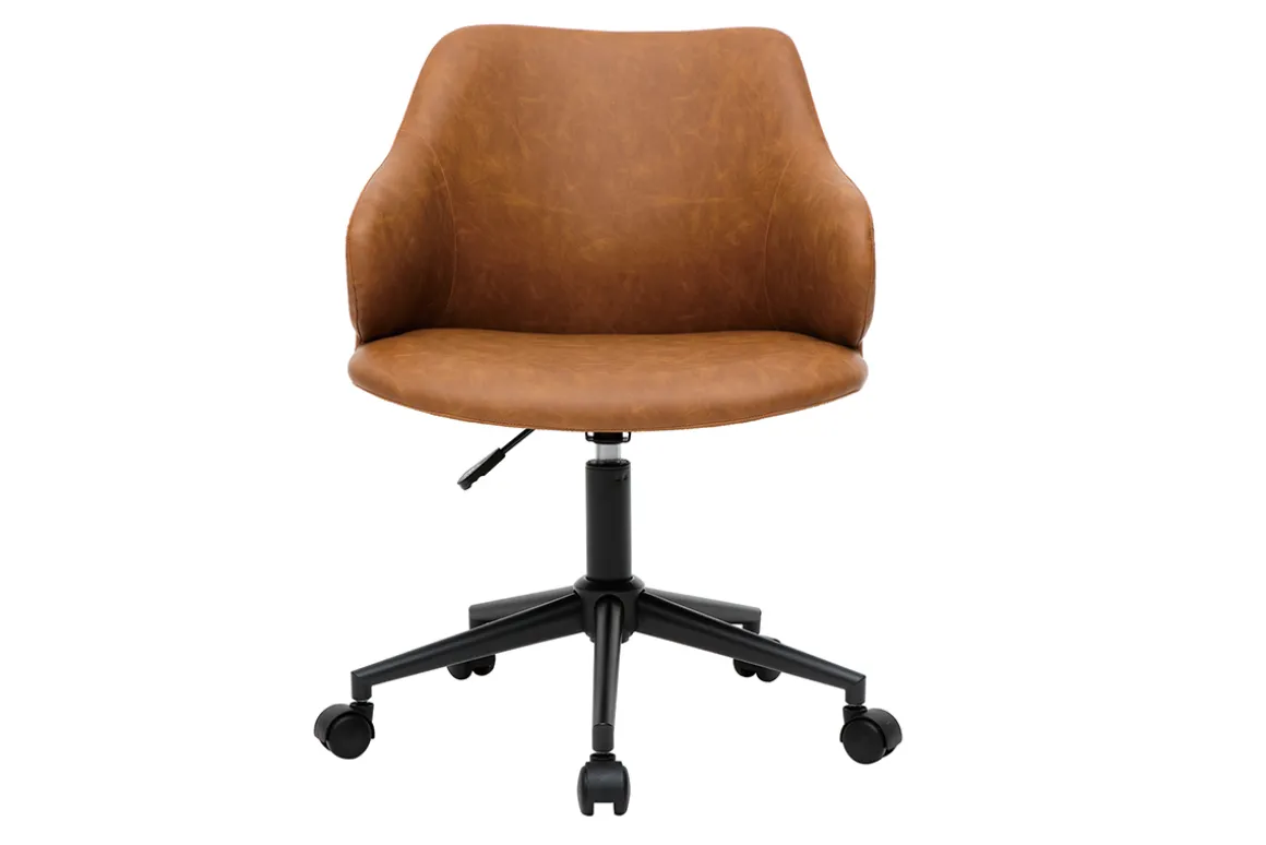 Best Sale Miliboo Silla de escritorio moderno en tejido marrón HEMMY