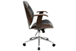 New Miliboo Silla de escritorio moderna negro y madera oscura YORKE