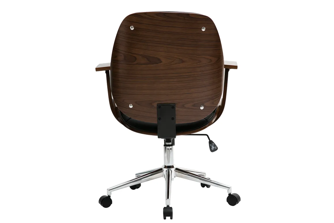 New Miliboo Silla de escritorio moderna negro y madera oscura YORKE