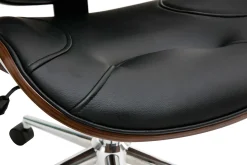New Miliboo Silla de escritorio moderna negro y madera oscura YORKE