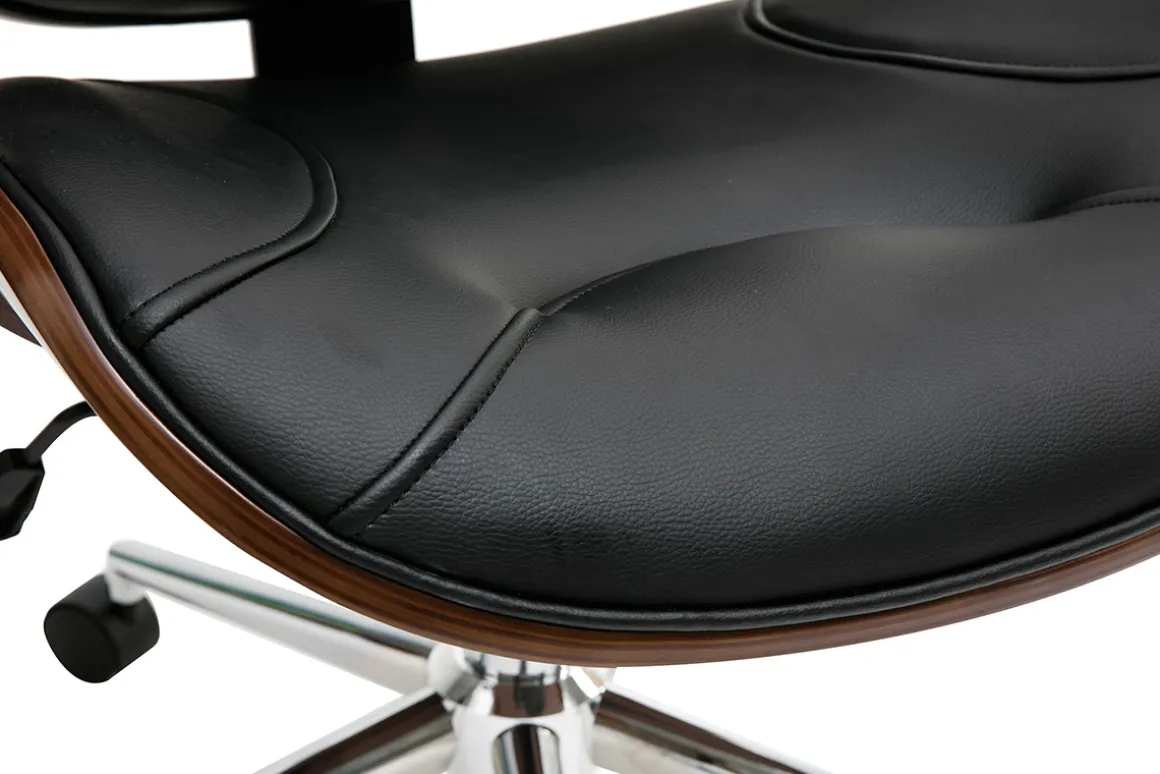 New Miliboo Silla de escritorio moderna negro y madera oscura YORKE