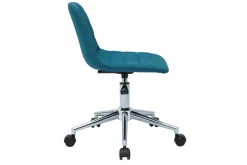 Store Miliboo Silla de escritorio moderna de tejido azul petróleo y acero cromado SAURY