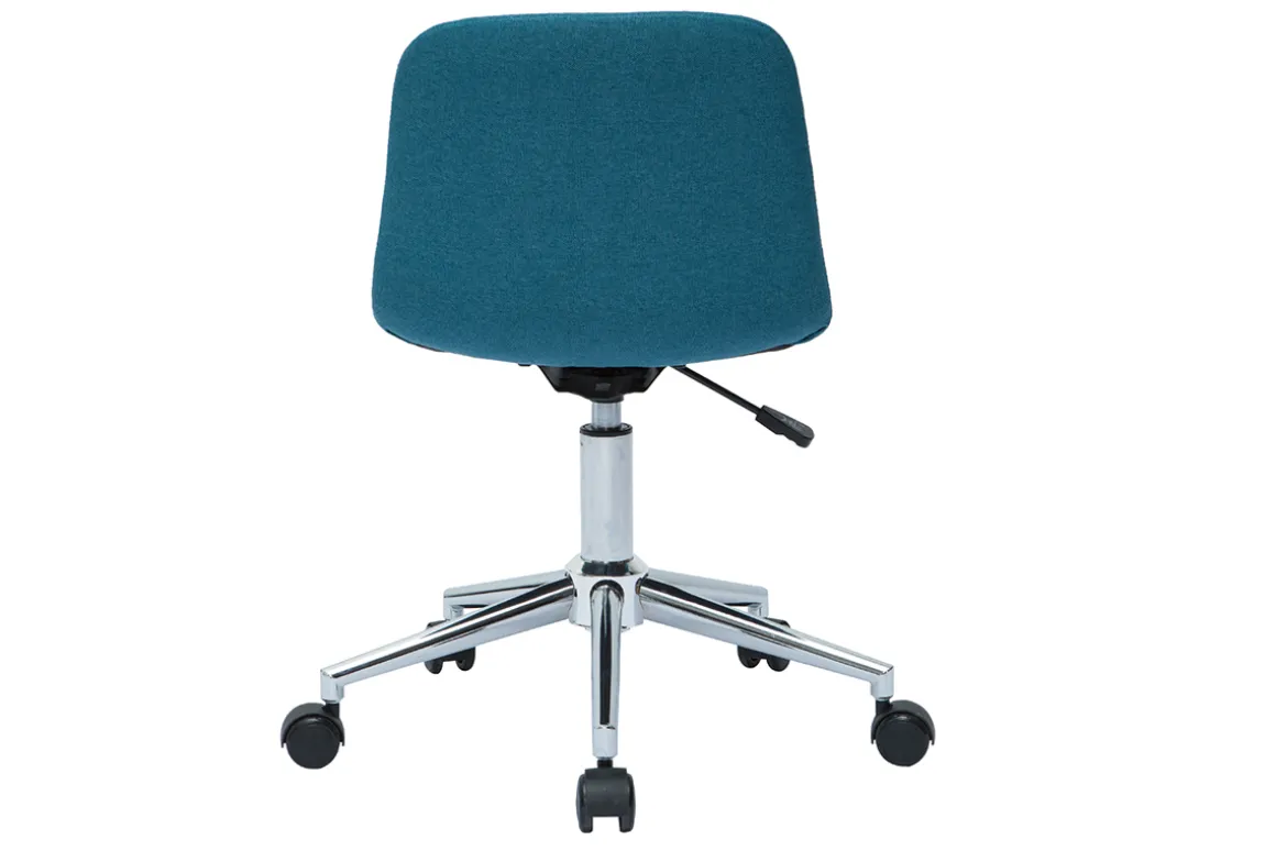 Store Miliboo Silla de escritorio moderna de tejido azul petróleo y acero cromado SAURY