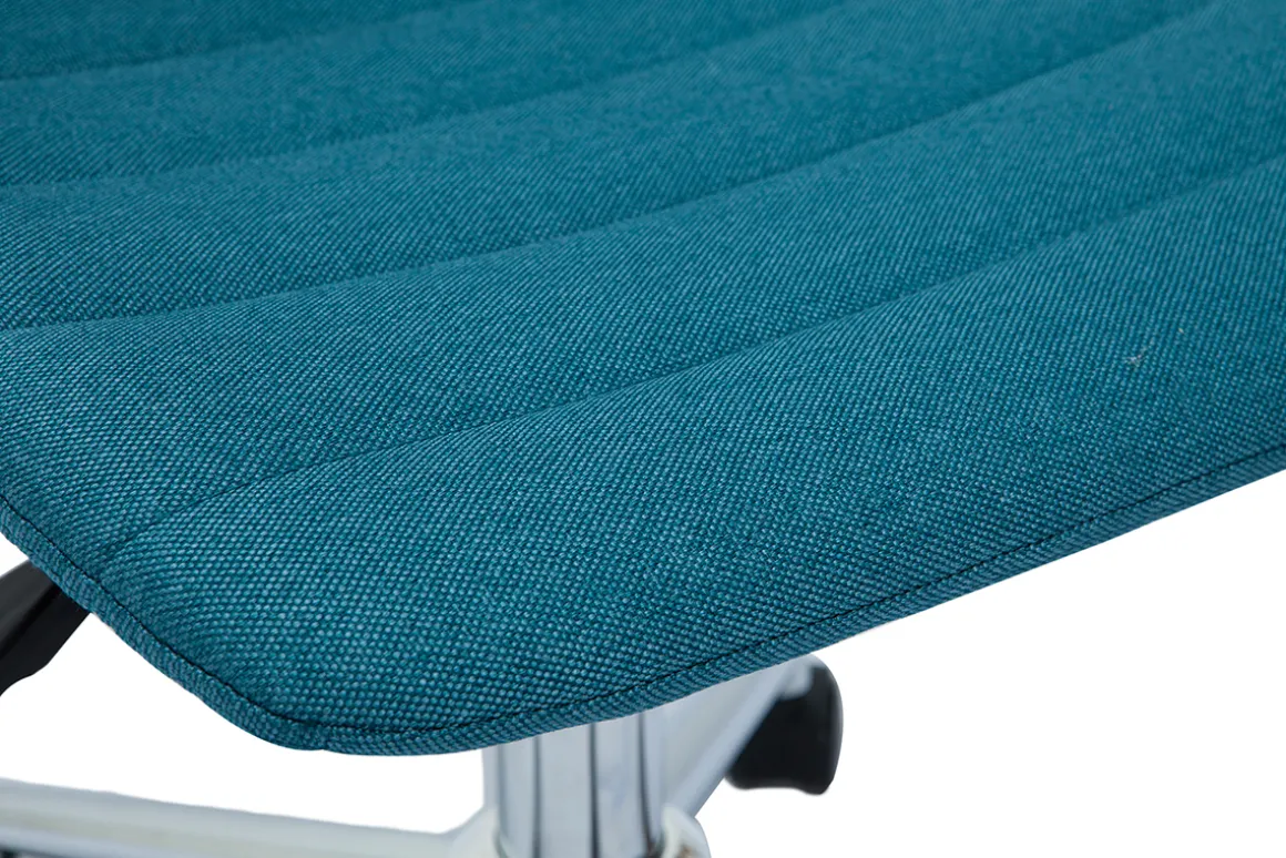 Store Miliboo Silla de escritorio moderna de tejido azul petróleo y acero cromado SAURY
