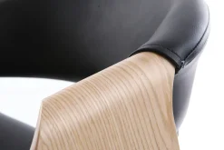 Sale Miliboo Silla de escritorio moderna polipiel negro/madera clara ARAMIS