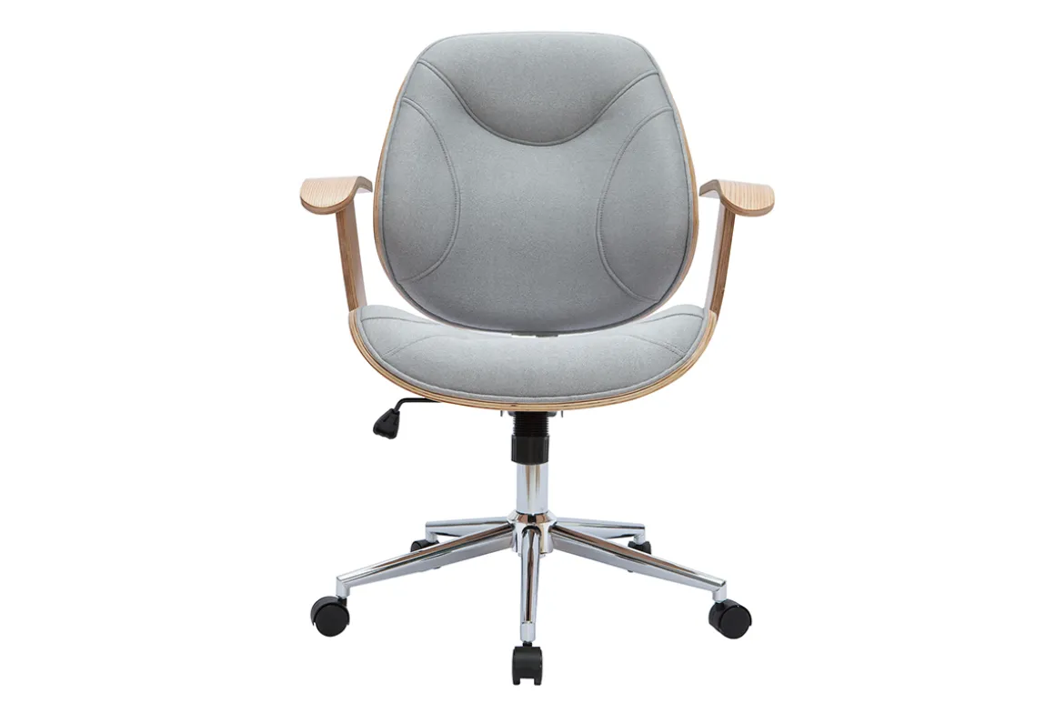 Hot Miliboo Silla de escritorio moderna tejido gris claro YORKE