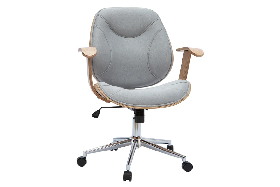 Hot Miliboo Silla de escritorio moderna tejido gris claro YORKE